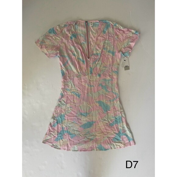 Nordstrom BP Women's Small Pink Blue Painted Camo V-Neck Dress‎ New with Tags - Picture 1 of 7